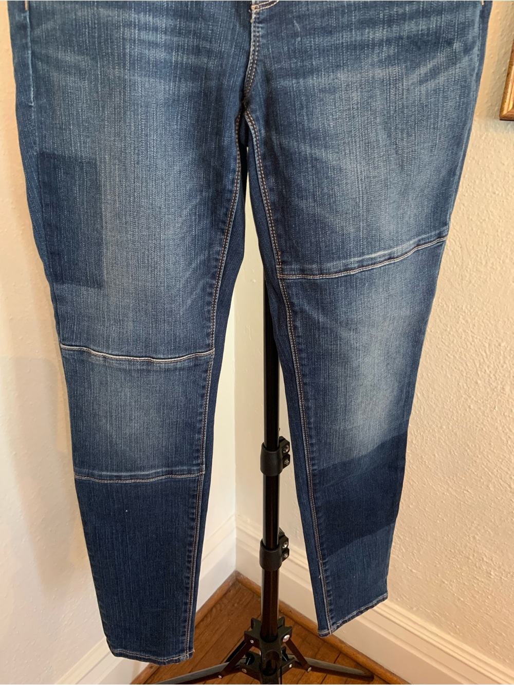 White House Black Market Skinny Women's Dark Blue Patchwork Jeans - Picture 4 of 5